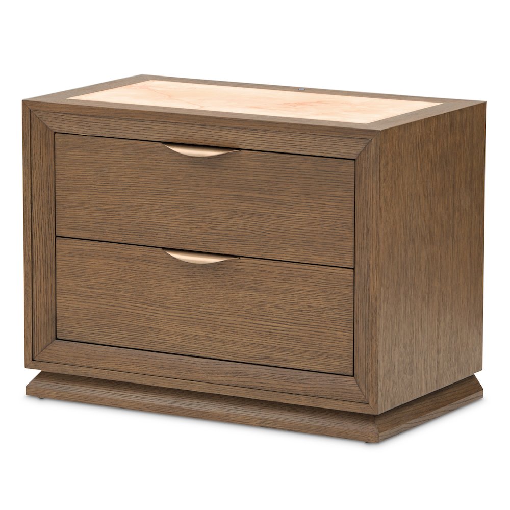 Portrait 2-Drawer Nightstand with LED Lights - Sienna Brown