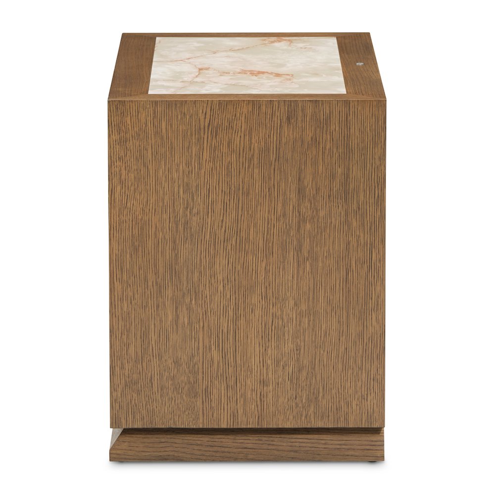 Portrait 2-Drawer Nightstand with LED Lights - Sienna Brown
