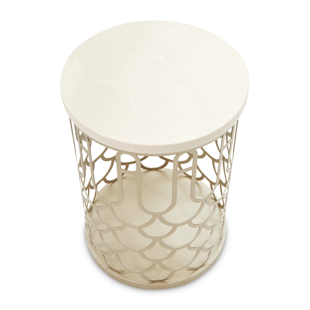 La Marisia Marble Chairside Table - Creamy Pearl/Champagne