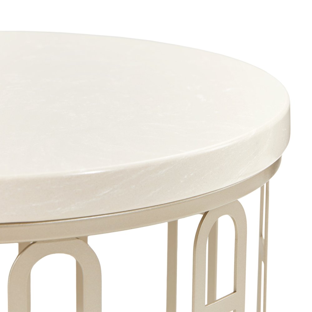 La Marisia Marble Chairside Table - Creamy Pearl/Champagne