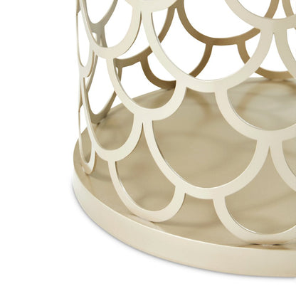 La Marisia Marble Chairside Table - Creamy Pearl/Champagne