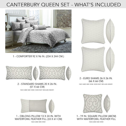 Canterbury 7-Piece Queen Comforter Set - Silver