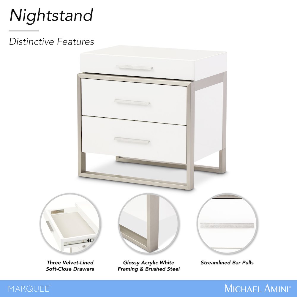 Marquee Nightstand - Cloud White