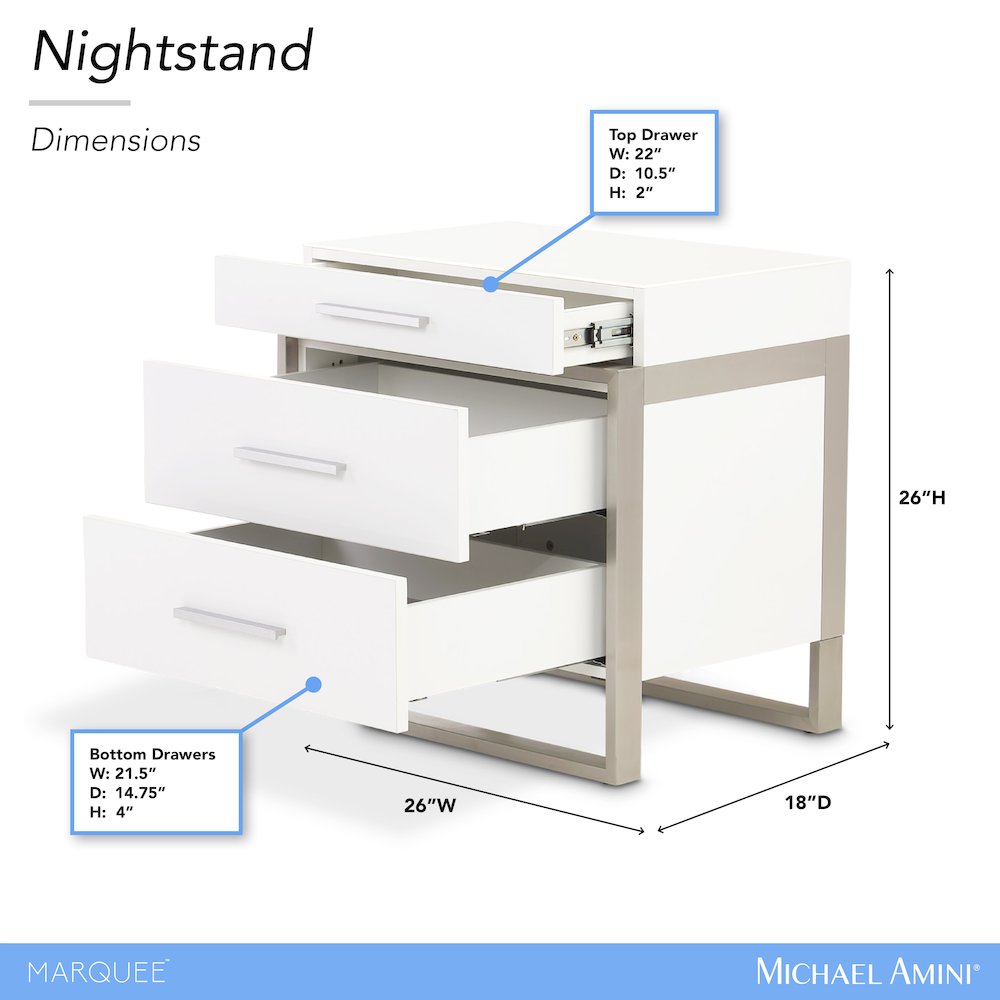 Marquee Nightstand - Cloud White