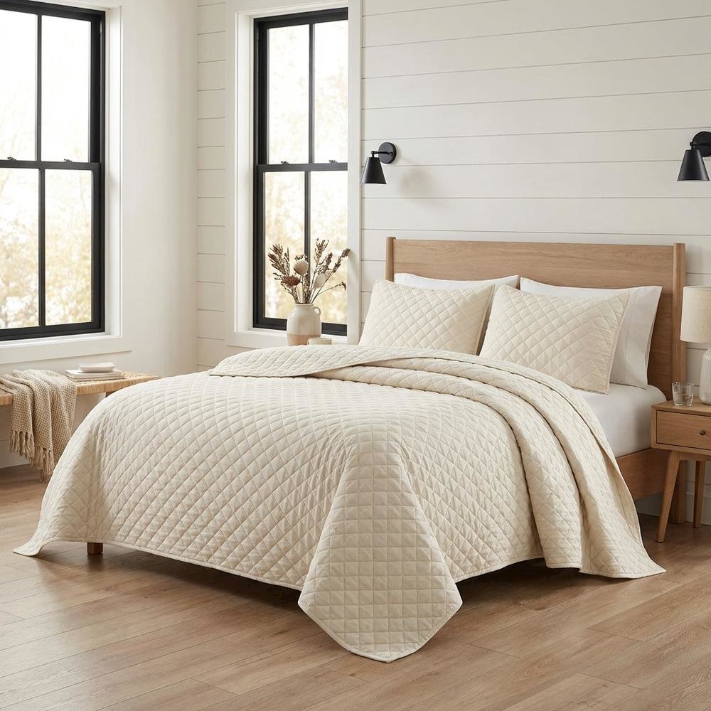 Aragoza 3-Piece Queen Quilt Set - Cream