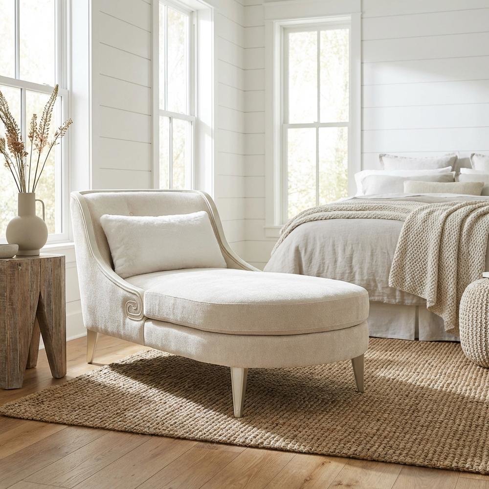 La Marisia Chenille Chaise - Tranquil/Light Champagne
