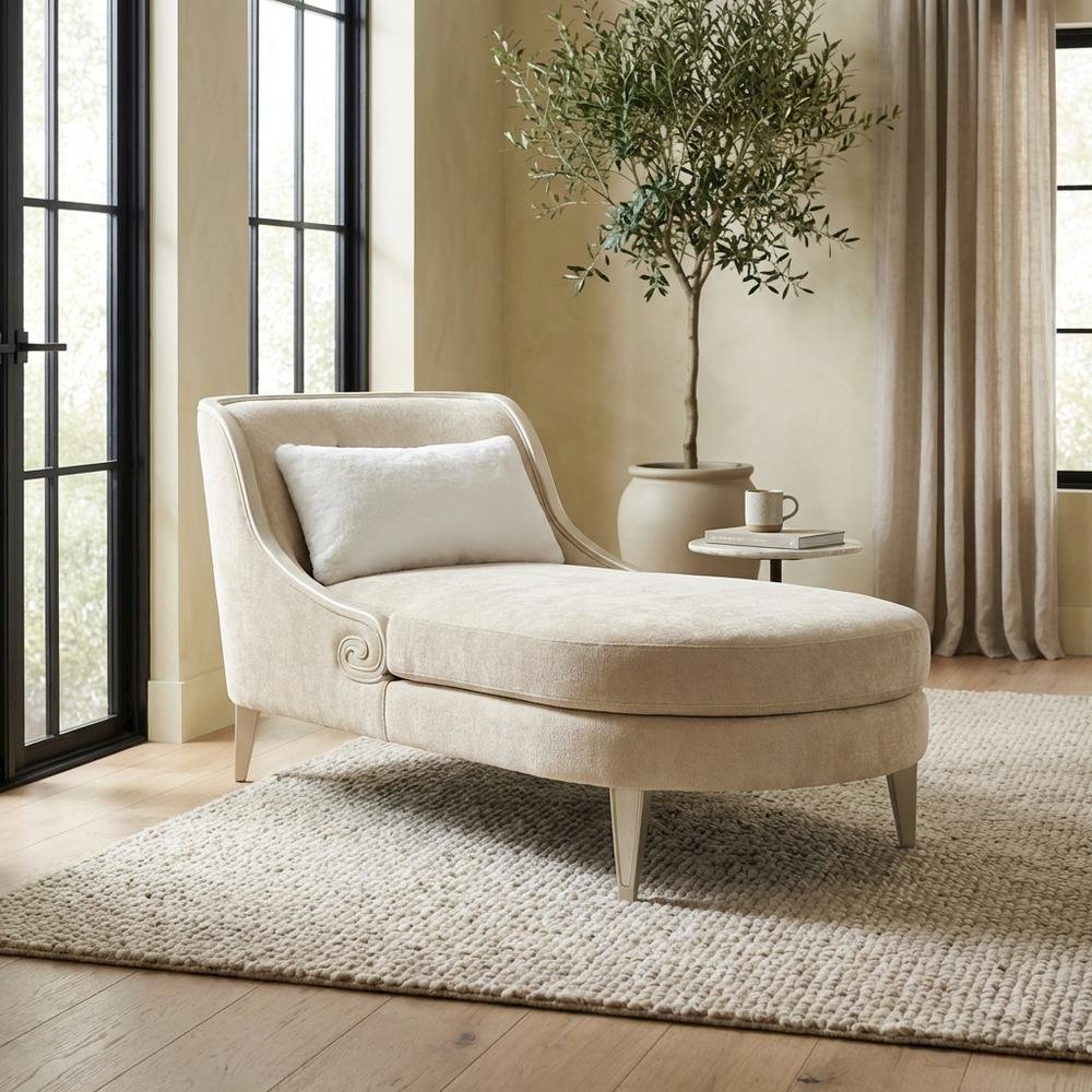 La Marisia Chenille Chaise - Tranquil/Light Champagne