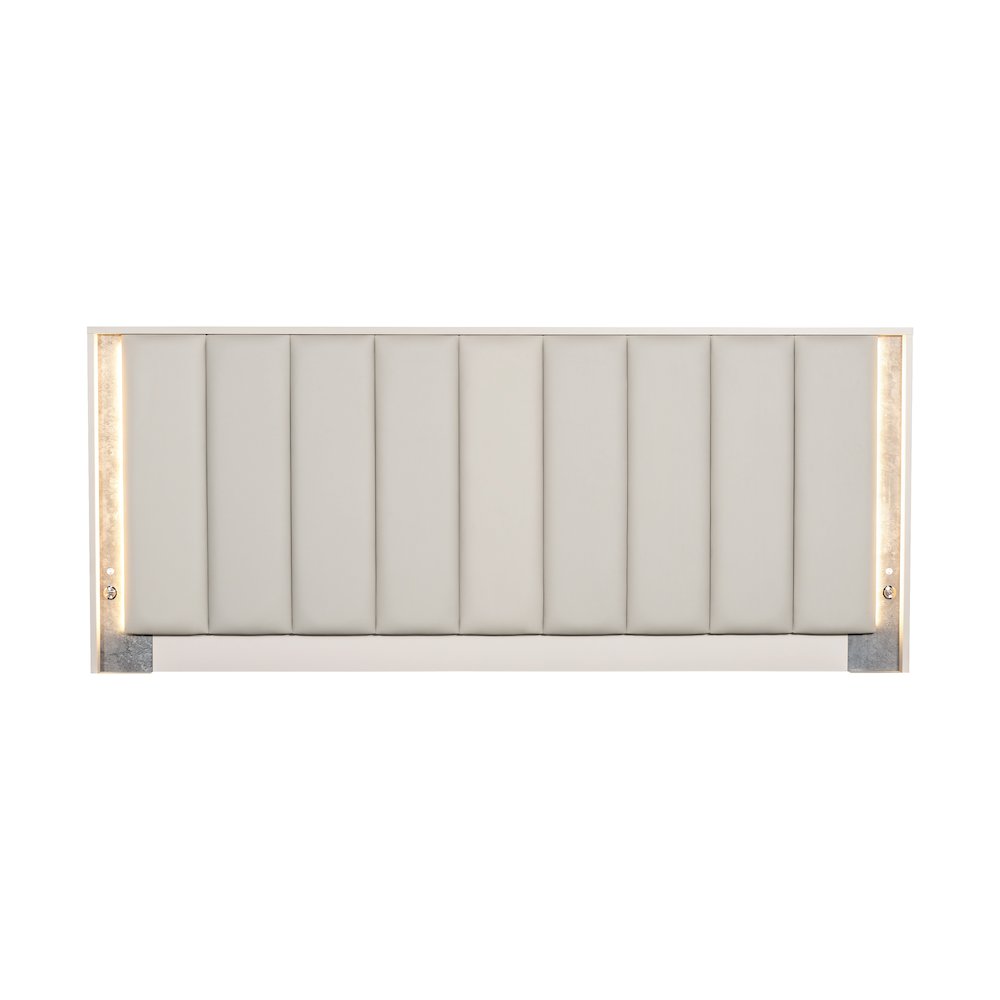 Pavira Eastern King Bed with LED Lights - Stone