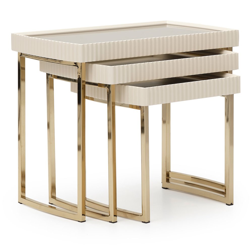 Lisbon Nesting Tables, Set of 3 - Silken Matte Cream