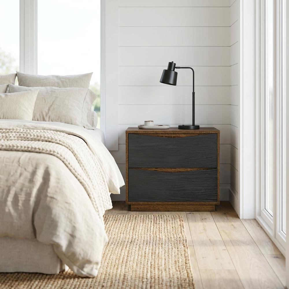 Kayner 2-Drawer Nightstand - Charcoal