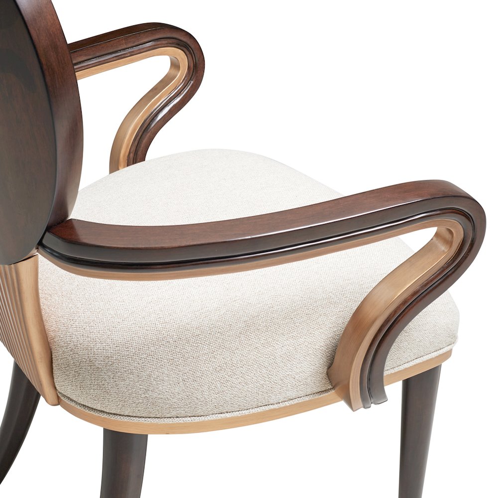 Camellia Field Dining Arm Chair, Set of 2 - Linen/Warm Pecan