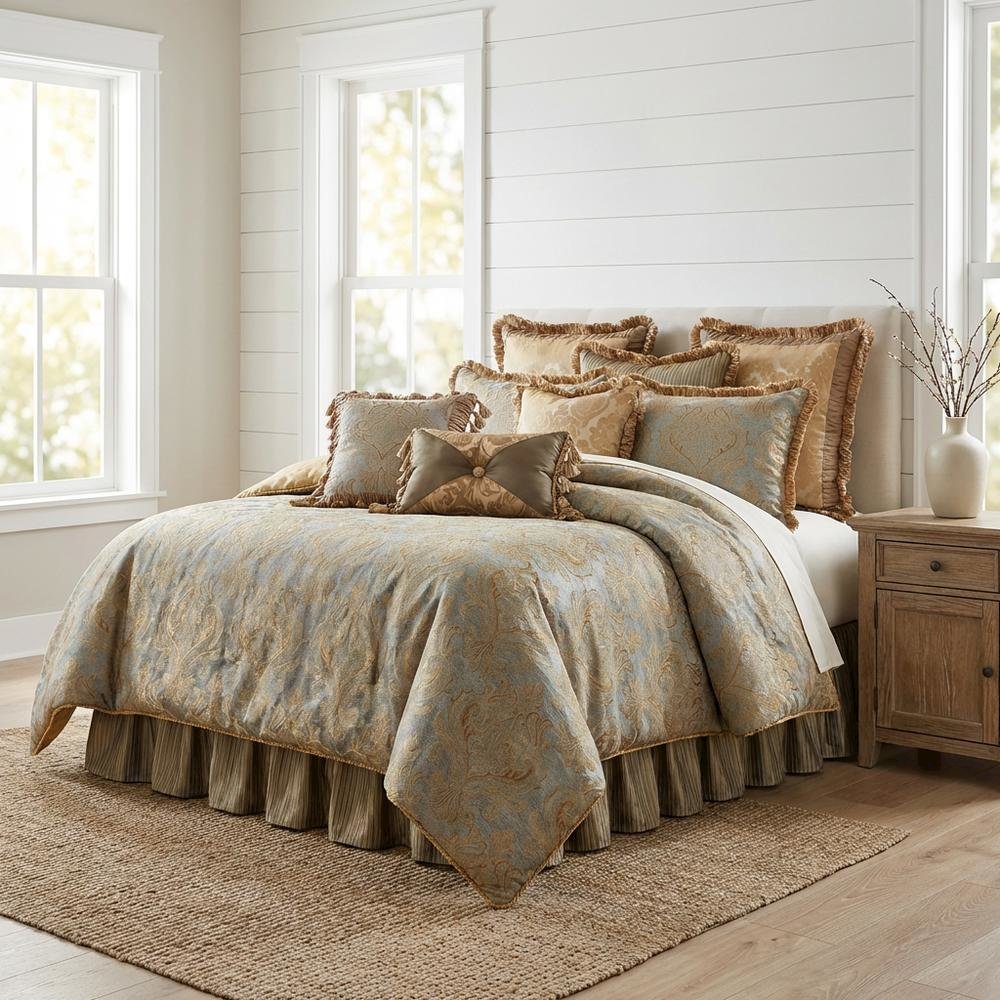 Elizabeth 13-Piece King Comforter Set - Aqua