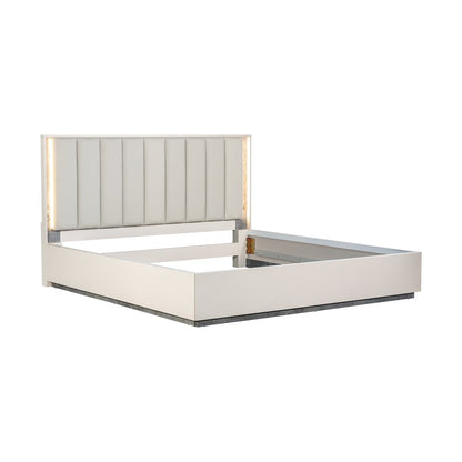 Pavira Eastern King Bed with LED Lights - Stone