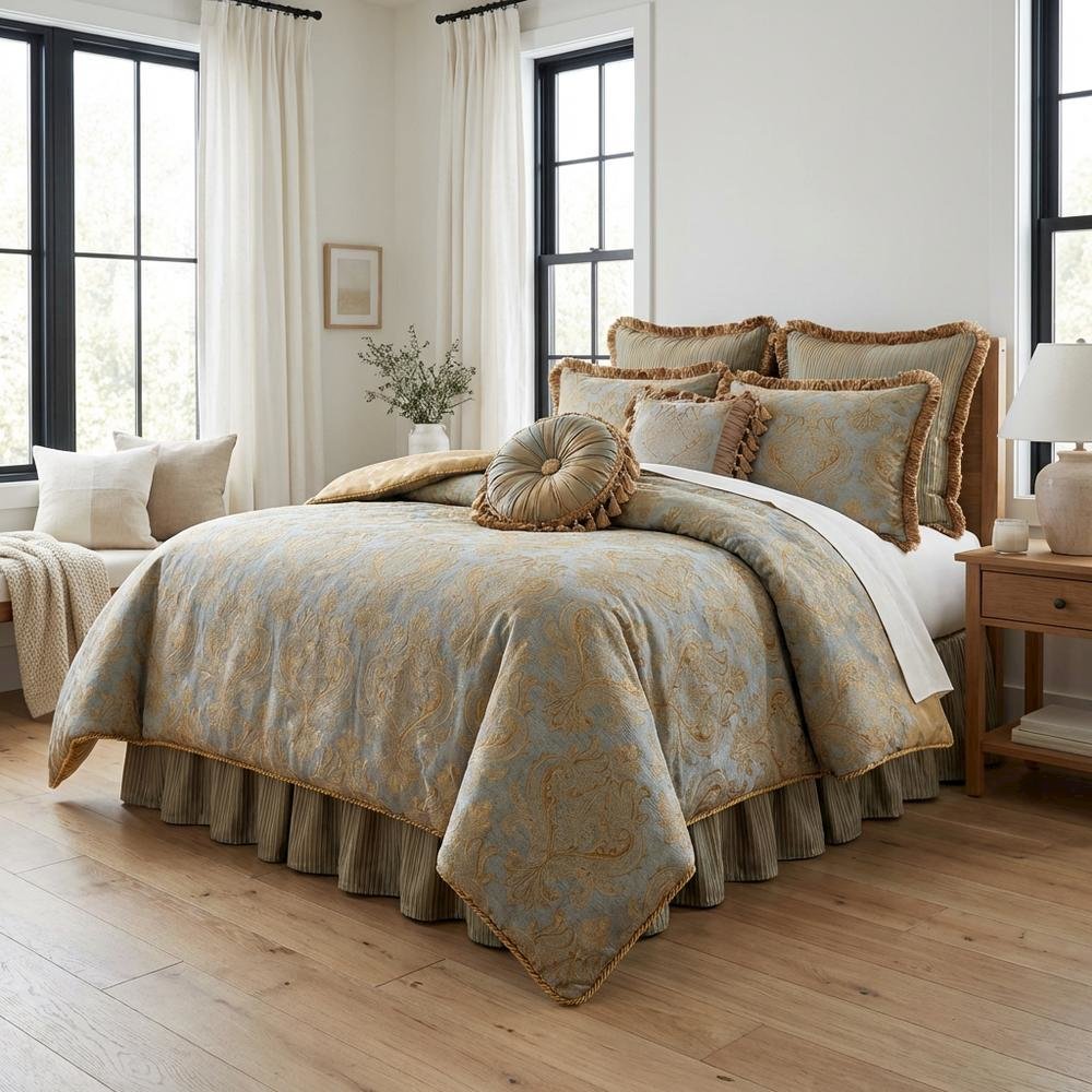 Elizabeth 13-Piece King Comforter Set - Aqua