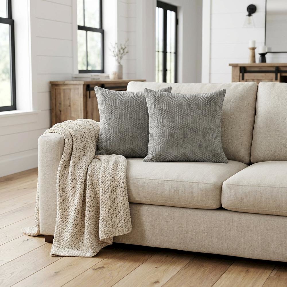 Explorer Sutter 19" Square Pillow, Set of 2 - Steel