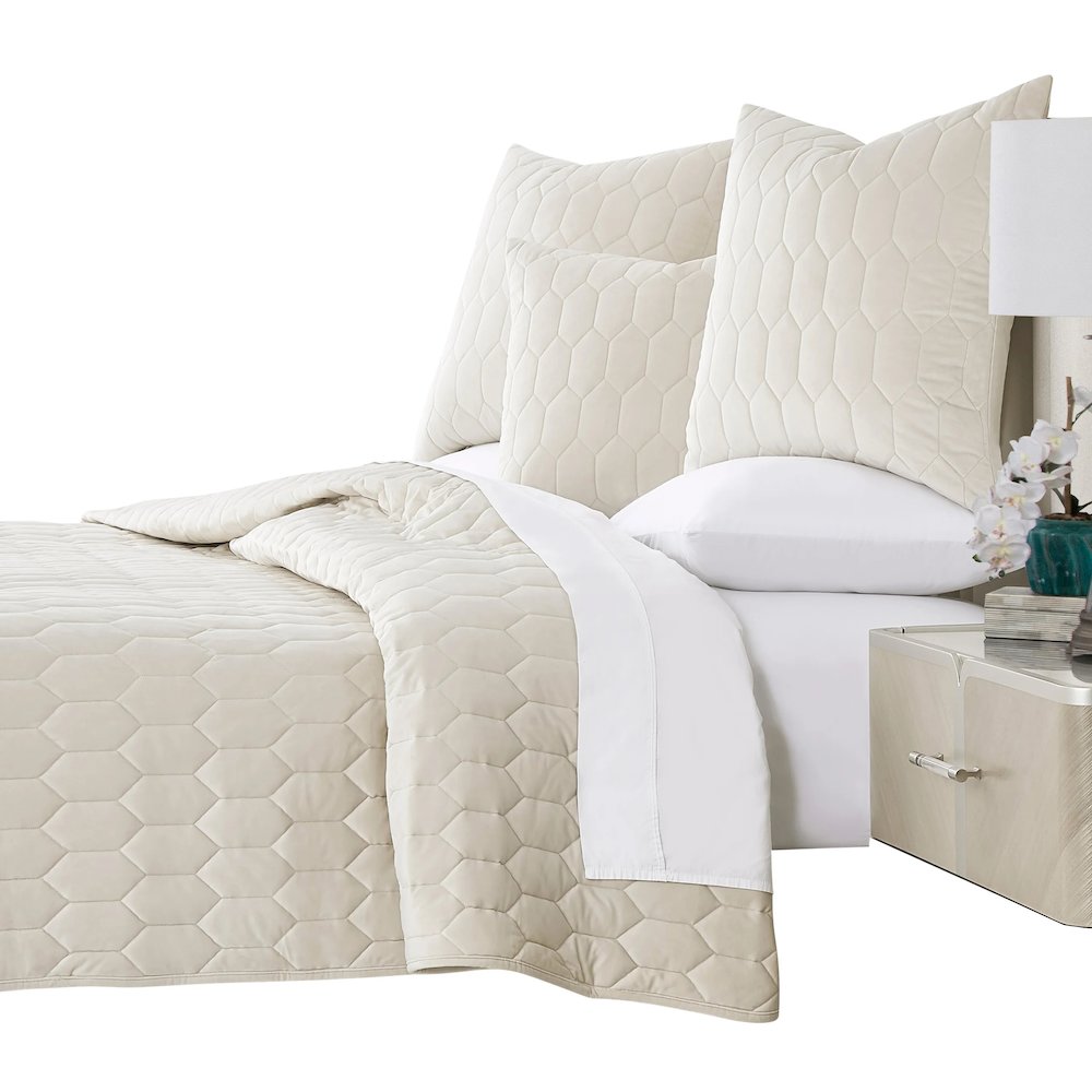 Niagara 4-Piece King Quilt Set - Sand