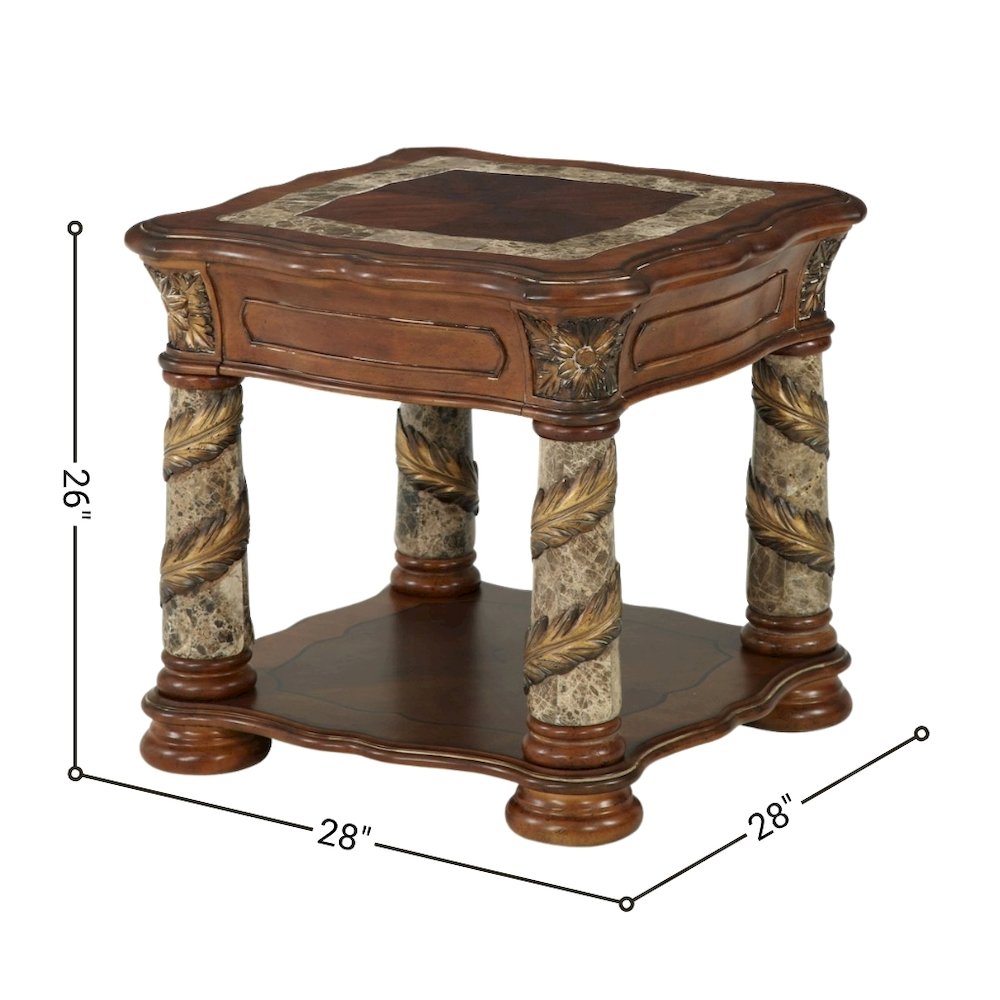 Classic Chestnut Finish Square End Table for Living Room – Solid Wood Design