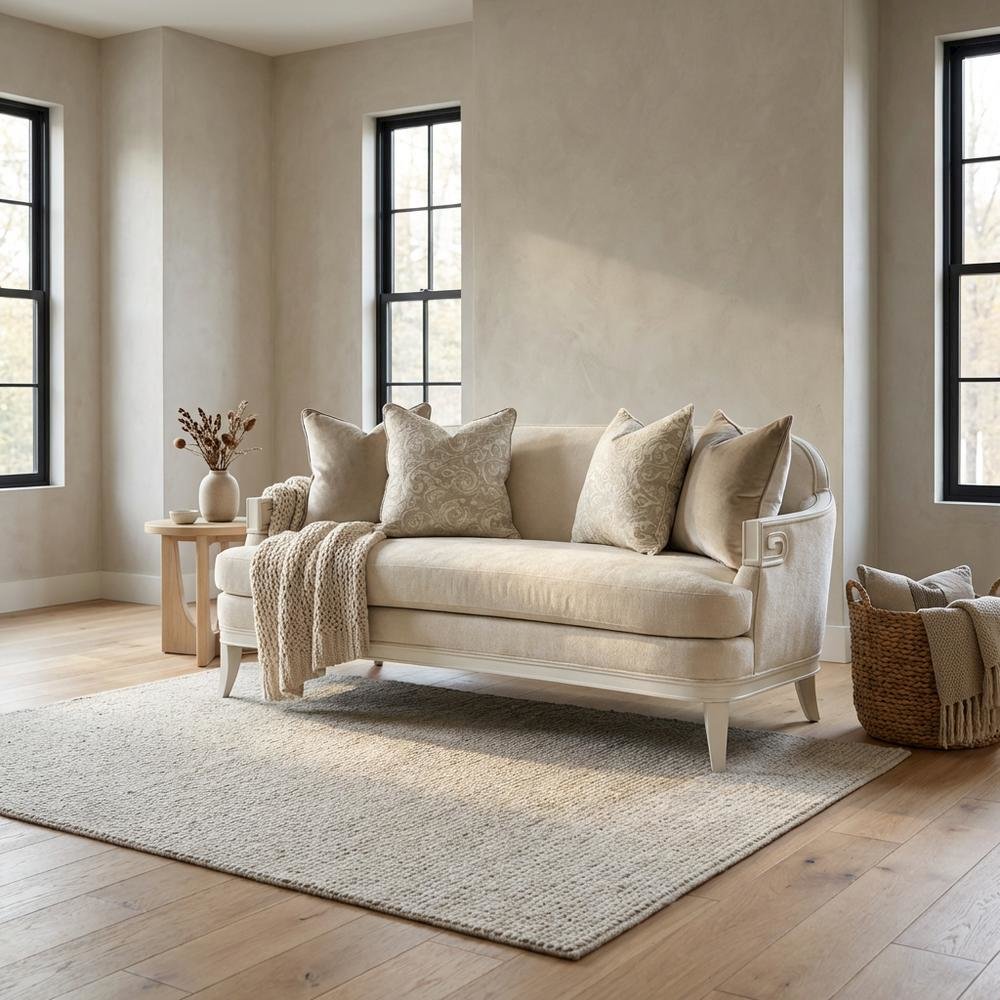 La Marisia Chenille Loveseat - Tranquil/Creamy Pearl