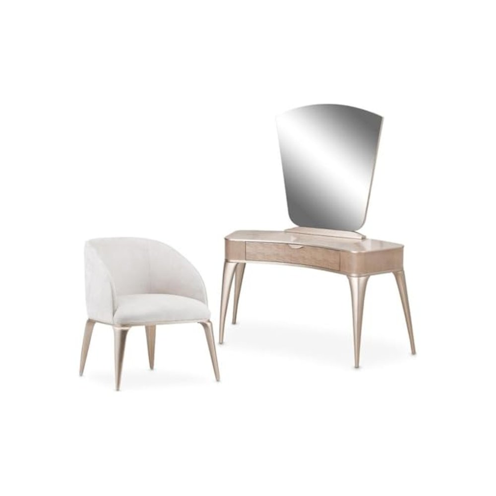 Malibu Crest Vanity Set with Mirror & Chair - Blush