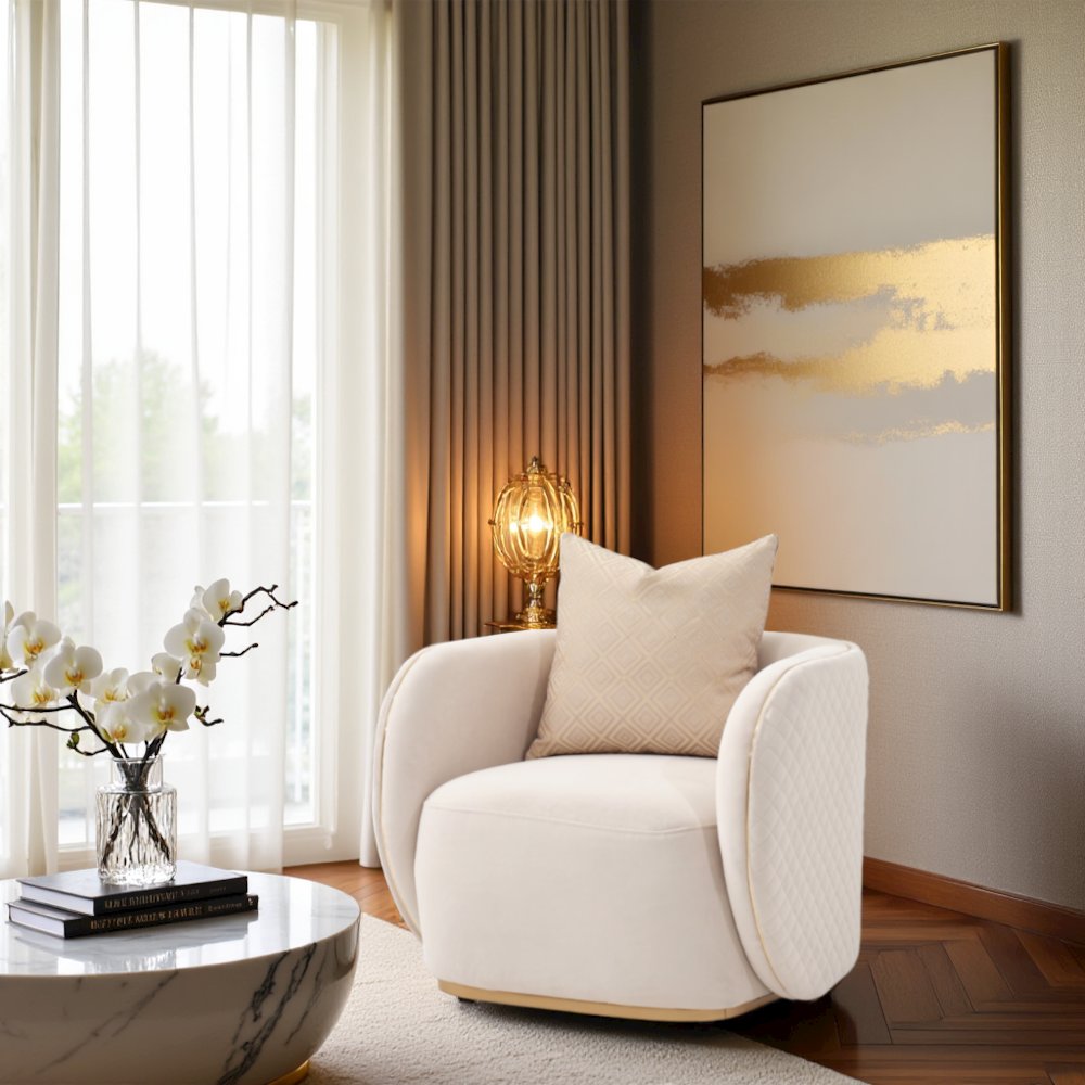 Beige Accent Chair – Comfy Reading Chair and Living Room Arm Chair Design