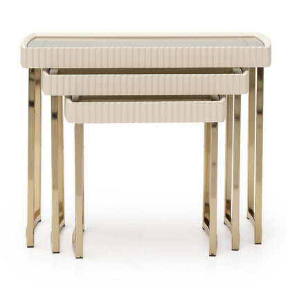 Lisbon Nesting Tables, Set of 3 - Silken Matte Cream