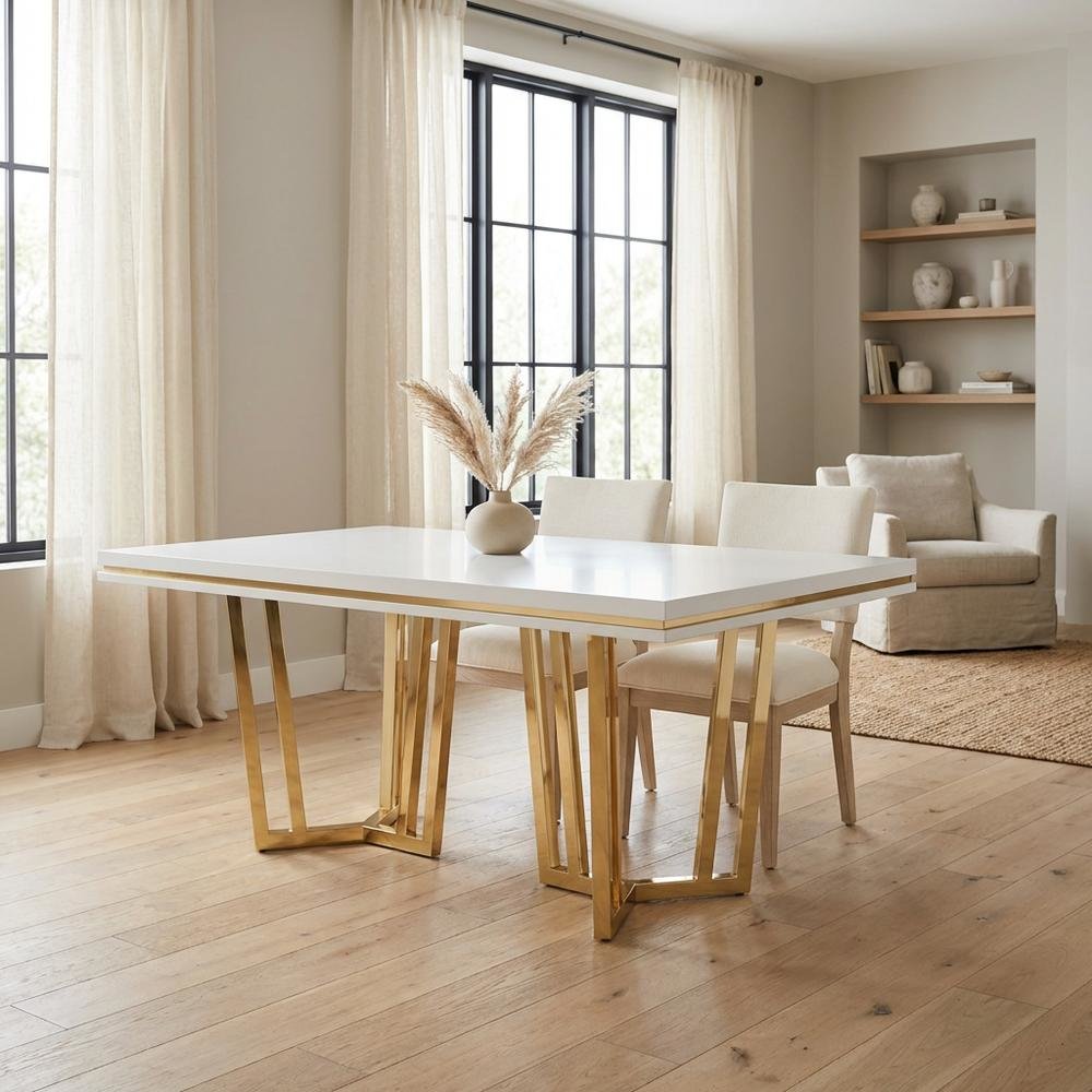 Palm Gate Rectangular Dining Table - Cloud White