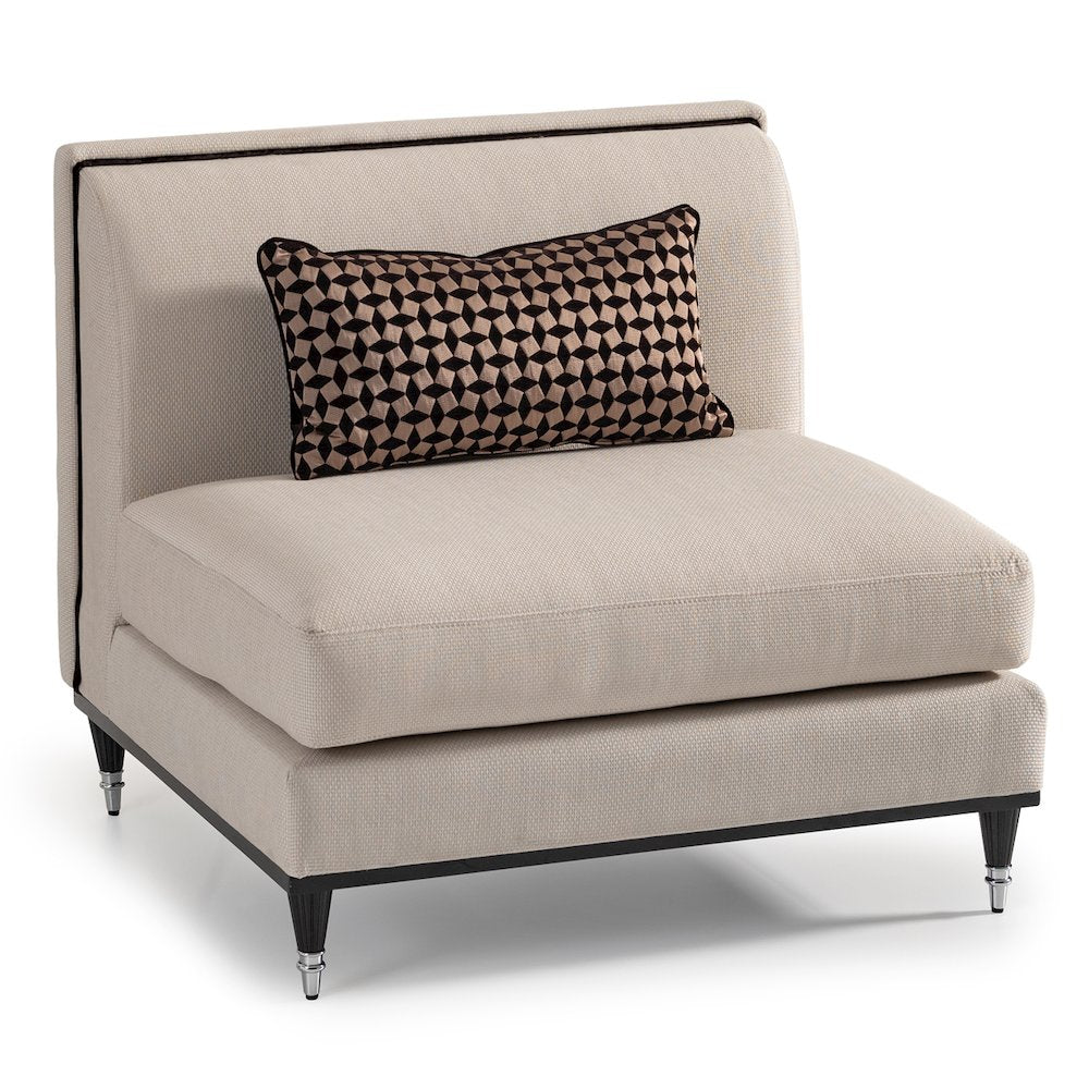 La Francaise Armless Accent Chair - Cafe au Lait/Black