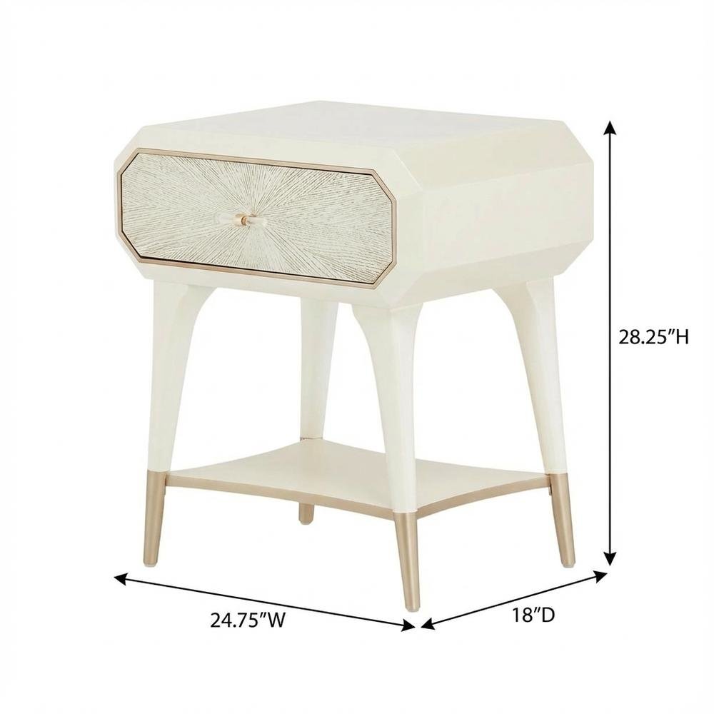 Champagne 1-Drawer Nightstand with Acrylic Finish and Modern Design
