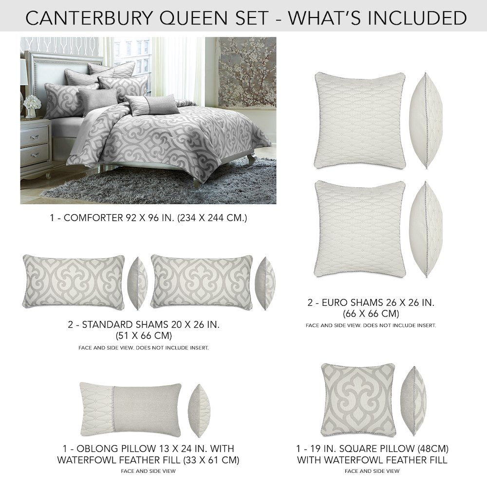 Canterbury 8-Piece King Comforter Set - Silver