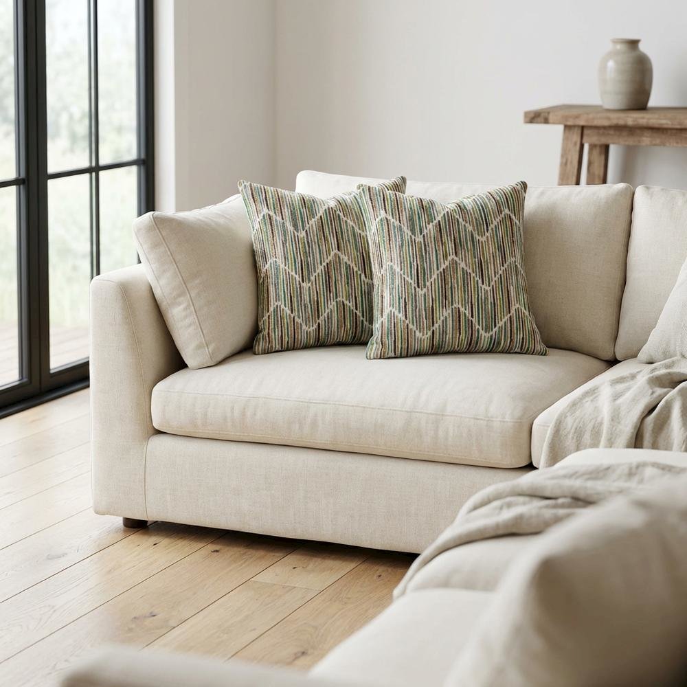 Eden Augusta 19" Square Throw Pillow, Set of 2 - Seagrass