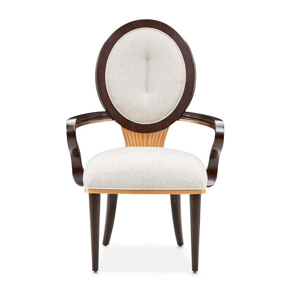 Camellia Field Dining Arm Chair, Set of 2 - Linen/Warm Pecan