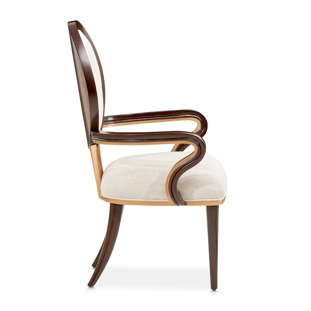 Camellia Field Dining Arm Chair, Set of 2 - Linen/Warm Pecan