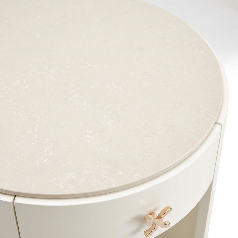 La Rachelle Round End Table  - Champagne