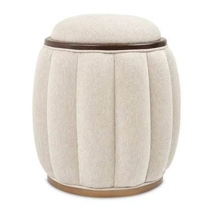 Camellia Field Round Bench - Linen/Warm Pecan