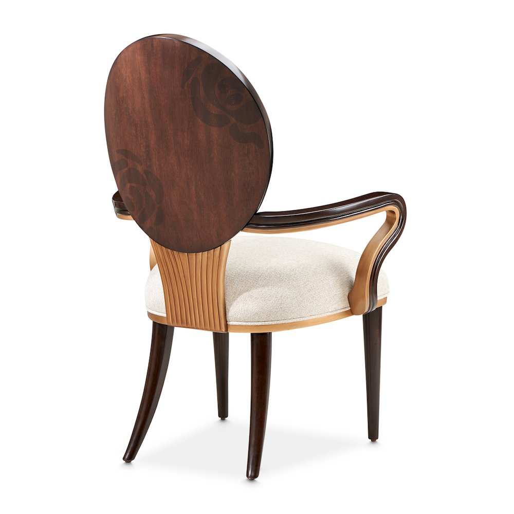 Camellia Field Dining Arm Chair, Set of 2 - Linen/Warm Pecan