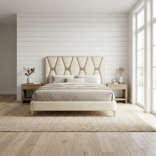 La Rachelle Eastern King Upholstered Panel Bed - Champagne