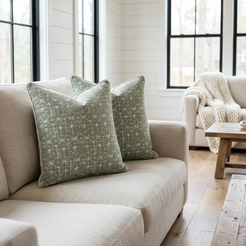 Renue Foster 20" Square Pillow, Set of 2 - Fennel Green