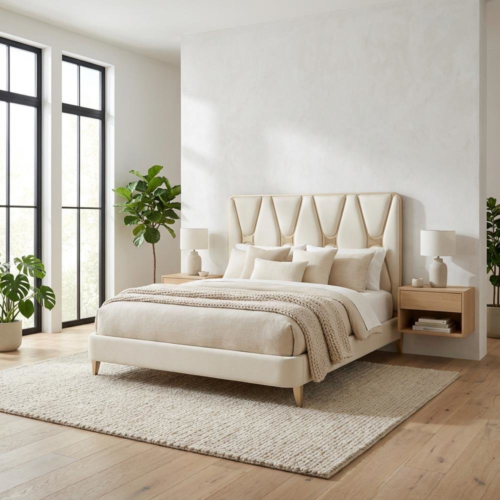 La Rachelle Eastern King Upholstered Panel Bed - Champagne