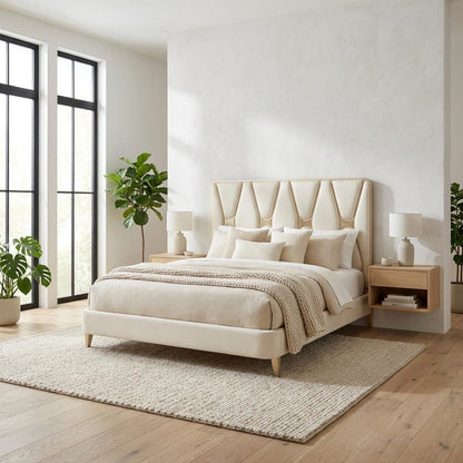 La Rachelle Eastern King Upholstered Panel Bed - Champagne