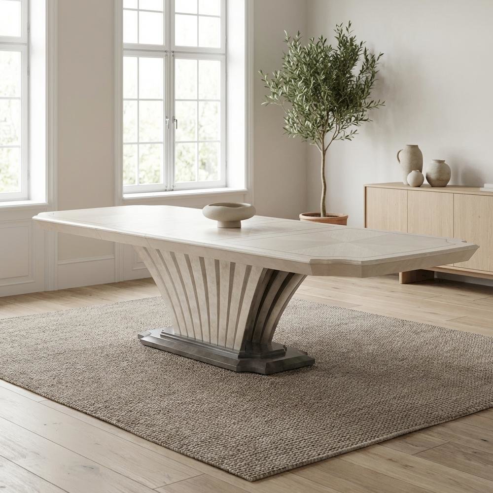Fantosini Pedestal Dining Table - Silver Mist