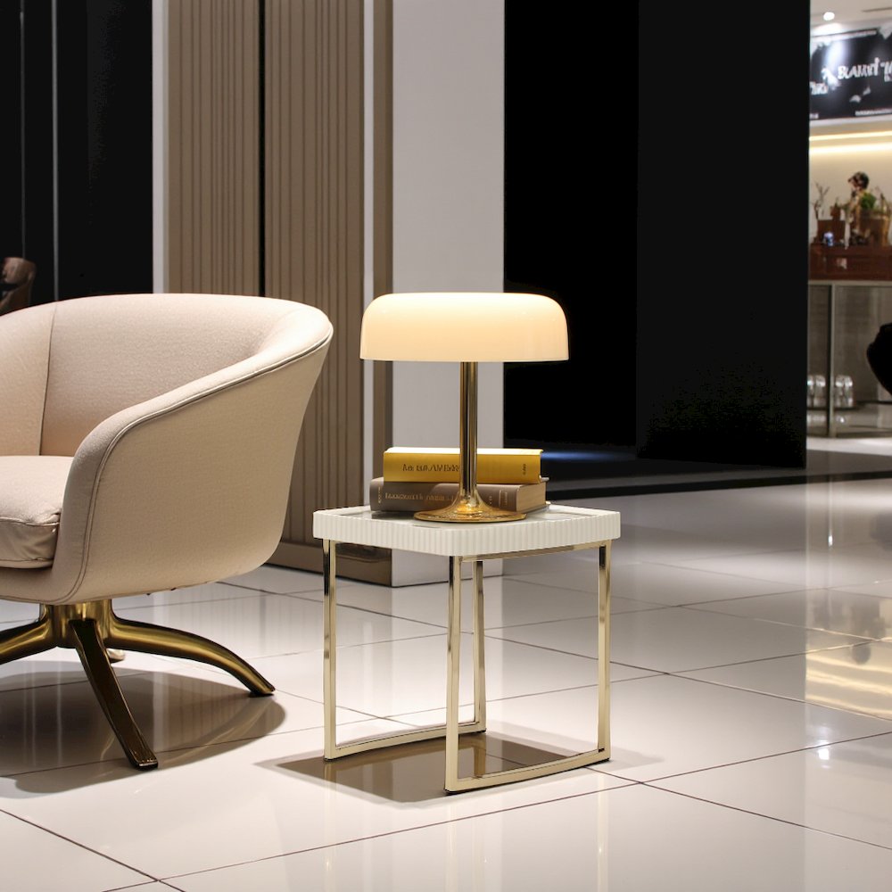 Glass and Metal Side Table with Gold Finish – Elegant Glass Top End Table
