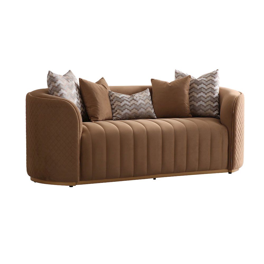Ariana Velvet Loveseat - Caramel/Gold