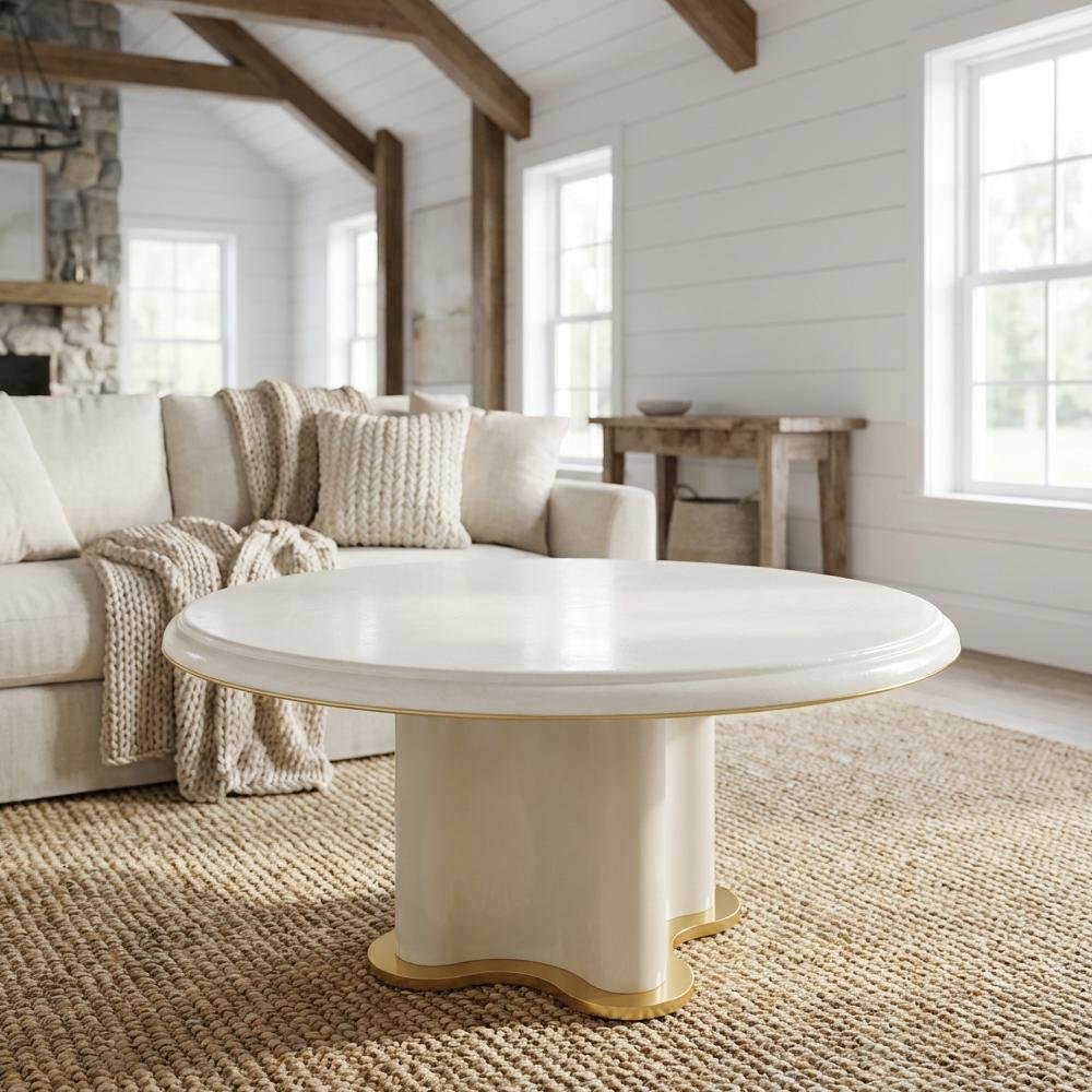 La Terrazza 54" Round Dining Table - Creamy Pearl