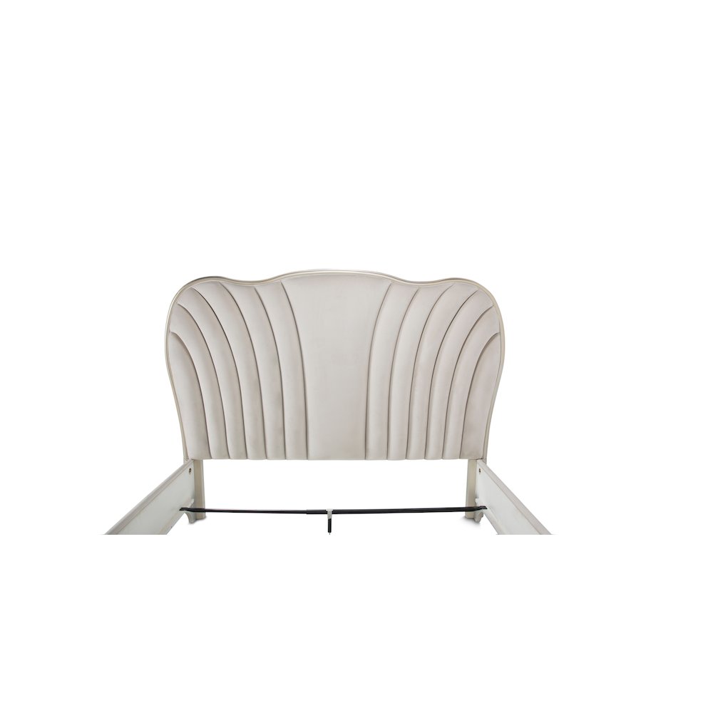 London Place Cal. King Velvet Panel Bed - Creamy Pearl
