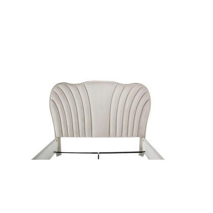 London Place Cal. King Velvet Panel Bed - Creamy Pearl