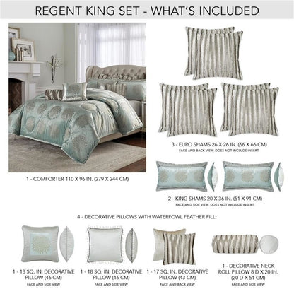 Regent 10-Piece King Comforter Set - Ice Blue