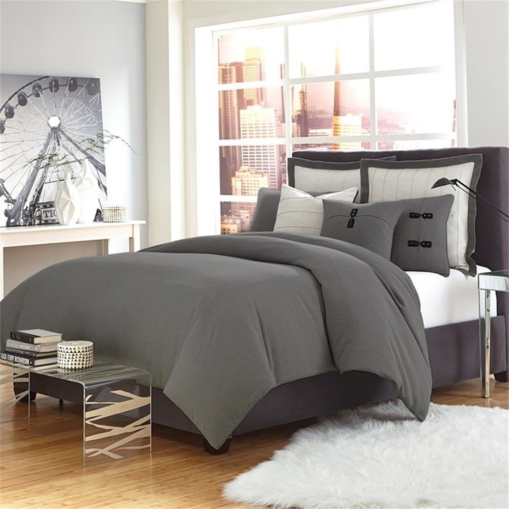 Fusion 7 Pc Queen Duvet Set - Gray