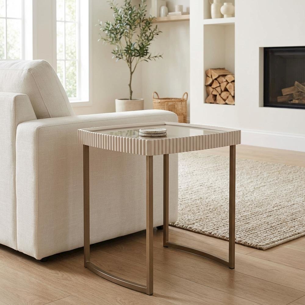 Lisbon Side Table - Silken Cream/Bronze