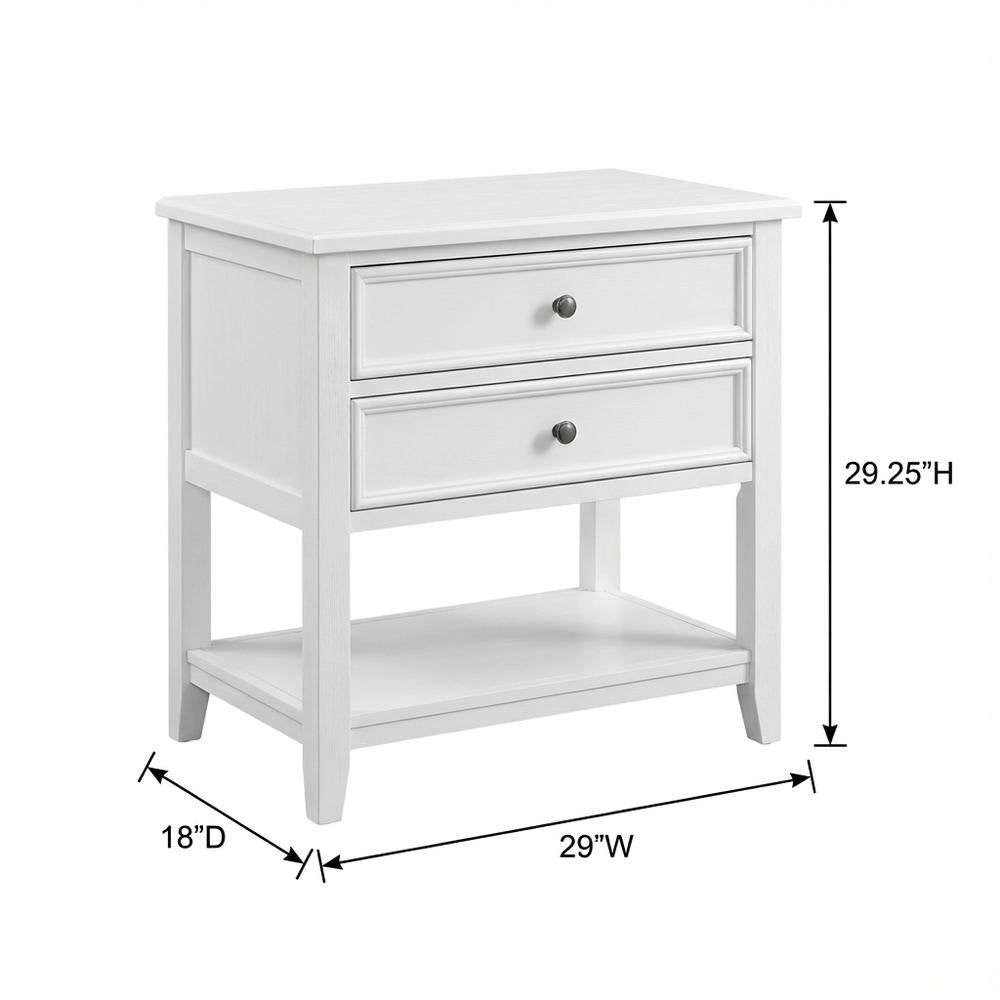 Creamy Pearl Nightstand with Marble Top and Poplar Wood Finish