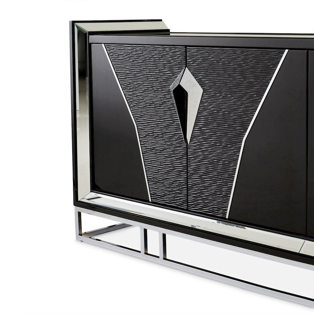Carmela Console Table - Glossy Charcoal Sand